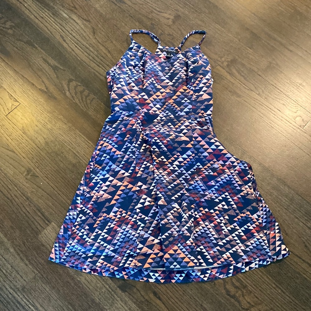 Banana Republic Geometric Print Dress Purple Blue 4 EUC